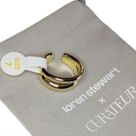 Loren Stewart Curateur Open Band Ring 14k Gold Plated Size 7 Double Band - Picture 6 of 6
